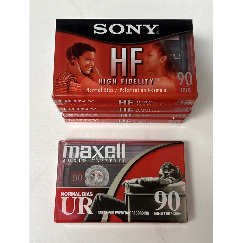 Sony & Maxell Blank 90 Min Audio Cassette Tapes ~ 6 New Factory Sealed